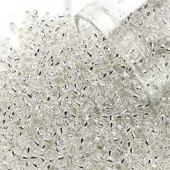 TOHO Round Seed Beads, Japanese Seed Beads, (21) Silver-Lined Transparent Crystal Clear, 11/0, 2.2mm, Hole: 0.8mm, about 5555pcs/50g