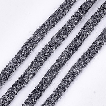 Soft Faux Mink Fur Cords, Nylon Cord, Black, 9~10mm, about 110yards/bundle