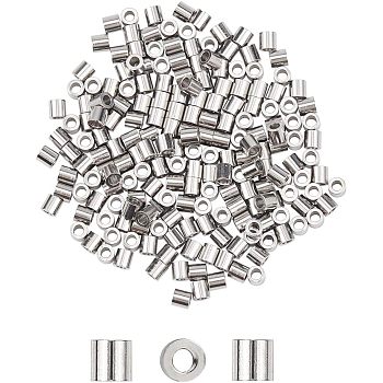 304 Stainless Steel Spacer Beads, Column, with Bead Container, Stainless Steel Color, 2x2mm, Hole: 0.9mm, about 200pcs/box