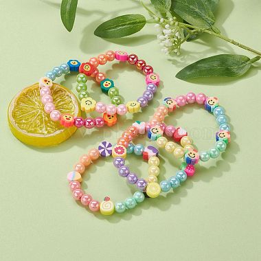 Opaque Acrylic Beads Stretch Bracelet Sets for Kids(BJEW-JB06403)-2