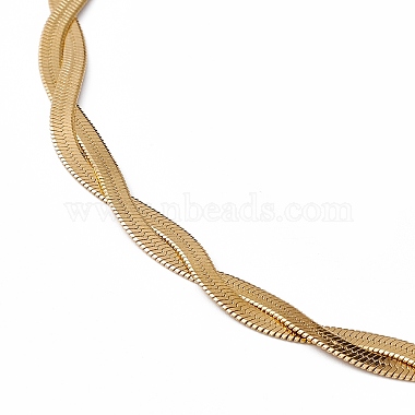 304 Stainless Steel Twist Rope Chain Necklace for Men Women(NJEW-P269-03G)-2