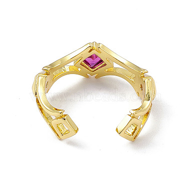 Открытое кольцо-манжета с кубическим цирконием и ромбами(RJEW-P079-08G-03)-3
