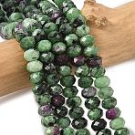 Natural Ruby in Zoisite Bead Strands, Faceted, Rondelle, 5.5~6.5x4.5mm, Hole: 1mm, about 91~94pcs/strand, 15.35''(39cm)~15.43''(39.2cm)(G-D344-A14)