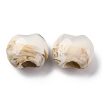 Two Tone Opaque Acrylic Beads, Flat Round, White, 29x35x19.5mm, Hole: 14mm(OACR-Z025-02A)