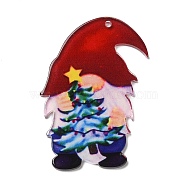 Christmas Themed Acrylic Pendants, Gnome, 45x32x2mm, Hole: 1.4mm(SACR-P022-04A)