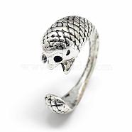 Adjustable Alloy Cuff Finger Rings, Hedgehog, Size 7, Antique Silver, 17mm(RJEW-S038-034)