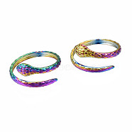 Snake Wrap Cuff Rings, Textured Open Rings, Rainbow Color 304 Stainless Steel Rings for Women, US Size 7 1/4(17.5mm)(RJEW-N038-032)