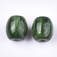 Resin Beads, Imitation Gemstone, Oval, Dark Green, 17~17.5x16mm, Hole: 3mm(X-RESI-S377-13C)
