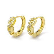 Rack Plating Brass Clear Cubic Zirconia Hoop Earrings for Women, Long-Lasting Plated, Lead Free & Cadmium Free, Flat Round, Real 18K Gold Plated, 15x17x4.5mm, Pin: 1mm(EJEW-M213-38G)