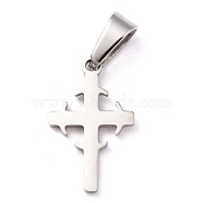 304 Stainless Steel Pendants, for Jewelry Making, Cross, Stainless Steel Color, 19.5x12x1.2mm, Hole: 3.5x7mm(STAS-P253-06P)
