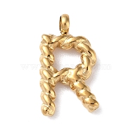 316 Surgical Stainless Steel Pendants & Charms, Golden, Letter R, 14.5x8x2mm, Hole: 2mm(STAS-D031-01R)