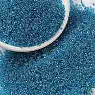 MIYUKI Round Rocailles Beads, Japanese Seed Beads, (RR1823) Sparkling Blue Lined Aqua AB, 15/0, 1.5mm, Hole: 0.7mm, about 5555pcs/bottle, 10g/bottle(SEED-JP0010-RR1823)