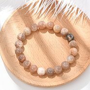 Natural Sunstone Stretch Bracelets, Round, 2-1/8 inch(5.3cm), Bead: 10~10.5mm(X-BJEW-E373-10mm-04)