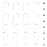 16Pcs 2 Styles 925 Sterling Silver Hoop Earrings & Earring Hooks, with 20Pcs Plastic Ear Nuts, Silver, 19~21x9.5~11.5mm, Pin: 0.7mm, 8Pcs/style(STER-DC0001-11)