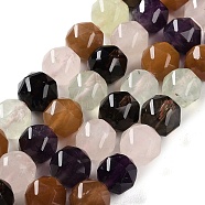 Natural Mixed Gemstone Beads Strands, Double Star Cut Facet Round Beads, 8.5~10.5x9~10.5mm, Hole: 0.8mm, about 40~42pcs/strand, 15.43~15.94 inch(39.2~40.5cm)(G-NH0021-A27-02)