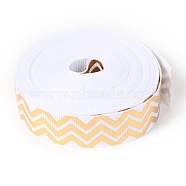 Laser Polyester Grosgrain Ribbon, Single Face Printed, for Bows Gift Wrapping, Festival Party Decoration, Stripe Pattern, 7/8 inch(22mm), 10 yards/roll(9.14m/roll)(OCOR-I010-03B)