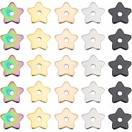 Unicraftale 60Pcs 5 Colors 304 Stainless Steel Beads, Star, Mixed Color, 8x8x1mm, Hole: 1.5mm, 12pcs/color(STAS-UN0039-52)