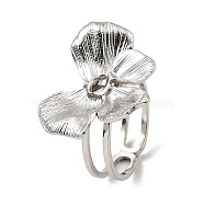 304 Stainless Steel Open Cuff Rings, Butterfly, Stainless Steel Color, US Size 6 1/2(16.9mm)(RJEW-Z018-14P)