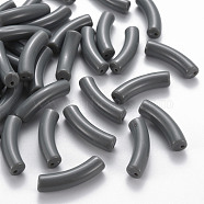 Opaque Acrylic Beads, Curved Tube, Gray, 32x9.5x8mm, Hole: 1.8mm, about 330pcs/500g(MACR-S372-002B-S037)