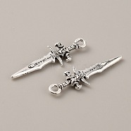 Tibetan Style Alloy Pendants, Sword Shape, Antique Silver, 30.5x9x3mm, Hole: 1.8mm(FIND-WH0034-17AS)