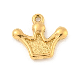 Ion Plating(IP) 304 Stainless Steel Pendants, Crown Charm, Real 18K Gold Plated, 14.5x16.5x2.5mm, Hole: 1.2mm(STAS-N103-96G)