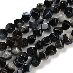 Natural Banded Agate(Dyed & Heated) Beads Strands, Cube, 7.5~8.5x6.5~8.5x5.5~6.5mm, Hole: 0.7mm, about 52~56pcs/strand, 15.16~15.87''(38.5~40.3cm)(G-A257-A03-01)