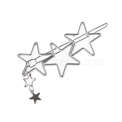 Alloy Hollow Geometric Hair Pin, Ponytail Holder Statement, Hair Accessories for Women, Star, Platinum, 67x32mm(OHAR-PW0001-476P)