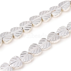 Electroplated Non-magnetic Synthetic Hematite Beads Strands, Heart Leaf, Silver Plated, 8x8x2.5mm, Hole: 0.8mm, about 55pcs/Strand, 16.14 inch(41cm)(G-F682-08-S)