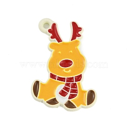 Christmas Theme Spray Painted Alloy Enamel Pendants, Reindeer, 25.5x18x1.5mm, Hole: 1.8mm(ENAM-Z020-01C)