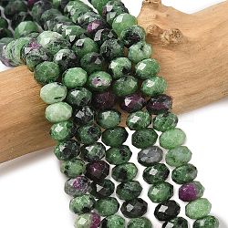 Natural Ruby in Zoisite Bead Strands, Faceted, Rondelle, 5.5~6.5x4.5mm, Hole: 1mm, about 91~94pcs/strand, 15.35''(39cm)~15.43''(39.2cm)(G-D344-A14)