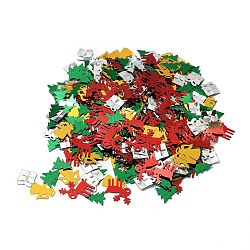 Plastic Table Scatter Confetti, for Christmas Party Decorations, Christmas Reindeer/Stag/Deer & Tree & Angel & Gift, Mixed Color, 14.4~23.2x13~20.6x0.3mm(DIY-I042-B03)