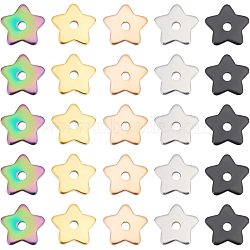 Unicraftale 60Pcs 5 Colors 304 Stainless Steel Beads, Star, Mixed Color, 8x8x1mm, Hole: 1.5mm, 12pcs/color(STAS-UN0039-52)