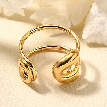 304 Stainless Steel Open Cuff Rings for Women, Paper Clip Shape, Golden, US Size 7 1/4(17.5mm)