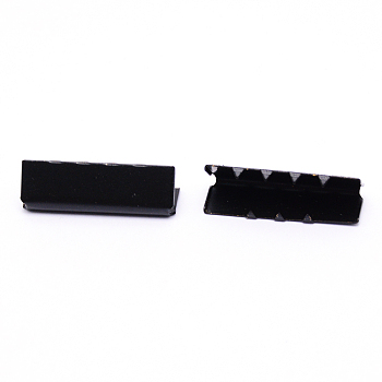 Brass Ribbon Crimp Ends, Crimp End Findings, Electrophoresis Black, 30x7mm