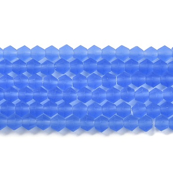 Imitate Austrian Crystal Frosted Glass Beads Strands, Grade AA, Faceted, Bicone, Cornflower Blue, 2.9~3.3x2.5mm, Hole: 0.7mm, about 145~150pcs/strand, 16.34~16.54 inch(41.5~42cm)