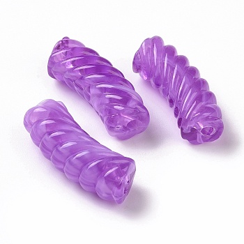 Two Tone Opaque Acrylic Beads, Curved Tube, Blue Violet, 35x14x11.5mm, Hole: 3.2mm, about 152pcs/500g