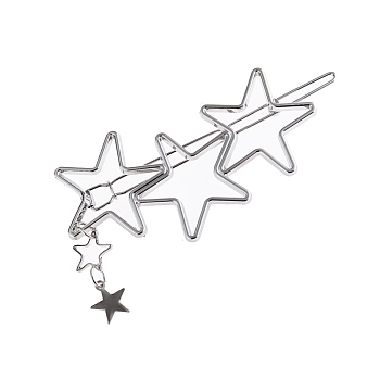 Alloy Hollow Geometric Hair Pin, Ponytail Holder Statement, Hair Accessories for Women, Star, Platinum, 67x32mm