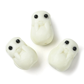 Opaque Resin Beads, Rabbit, Snow, 18x13x12mm, Hole: 1.6mm