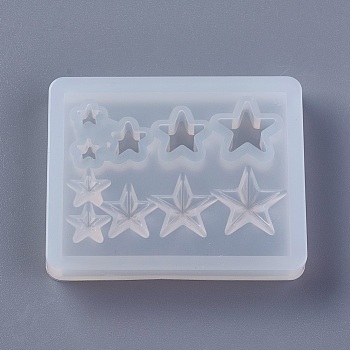 Silicone Molds, Resin Casting Molds, For UV Resin, Epoxy Resin Jewelry Making, Star, White, 49.5x40x7mm, Inner Size: 4~12mm