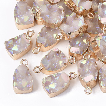 Druzy Resin Pendants, with Edge Light Gold Plated Iron Loops, AB Color Plated, Gainsboro, 17.5x10x8mm, Hole: 1.8mm