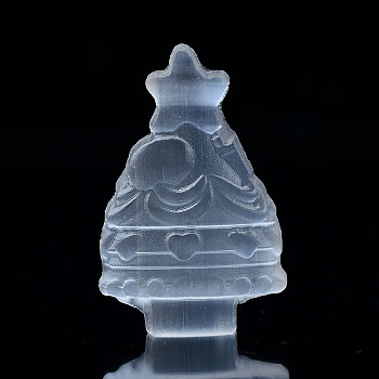 Gesso Christmas Tree Carved Figurines, for Home Desktop Decoration, Clear, 12x45x70mm