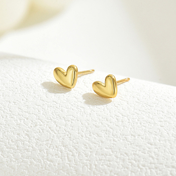 Real 18K Gold Plated Elegant Vintage Casual Fashion Stainless Steel Heart Stud Earrings for Women