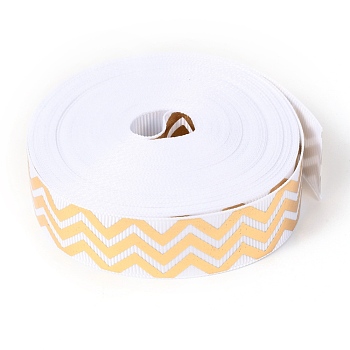 Laser Polyester Grosgrain Ribbon, Single Face Printed, for Bows Gift Wrapping, Festival Party Decoration, Stripe Pattern, 7/8 inch(22mm), 10 yards/roll(9.14m/roll)