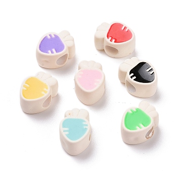 Rubberized Style Acrylic European Beads, with Enamel, Large Hole Beads, Carrot, Mixed Color, 12.7x9.2x7.2mm, Hole: 4.3mm