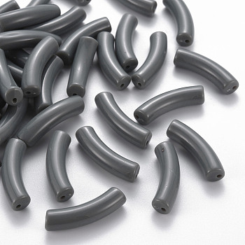 Opaque Acrylic Beads, Curved Tube, Gray, 32x9.5x8mm, Hole: 1.8mm, about 330pcs/500g