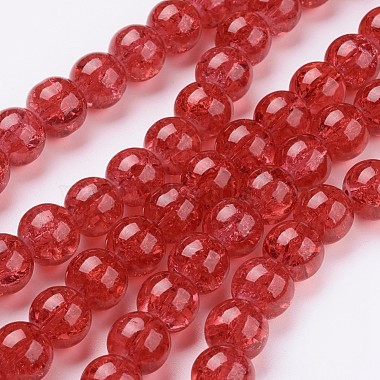 10mm Red Round Crackle Glass Beads