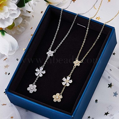 Clear Cubic Zirconia Flower Laria Necklace(JN1062B)-2