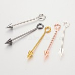 Brass Split Eye Pin, Arrow, Mixed Color, 52~62x6mm, Hole: 2.7~4mm, Pin: 1.4~1.5mm(KK-O089-08)