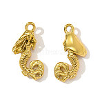 304 Stainless Steel Pendants, Hand Polished Mermaid Shape Charms, Ion Plating(IP), Real 18K Gold Plated, 17x10mm(STAS-OY003-69G)