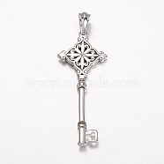 304 Stainless Steel Big Pendants, Key, Antique Silver, 85x33.5x6mm, Hole: 12x8mm(X-STAS-D441-11AS)